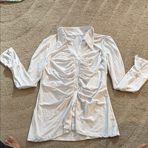Elegant White Ruched Women's Top